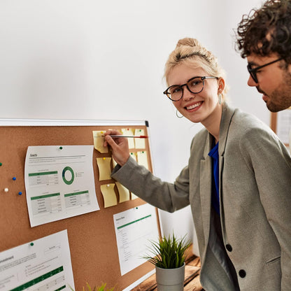 Amazon Basics Rectangular Bulletin Board, Cork Board for Wall, Vision Board for Classroom and Office, Aluminum Frame, 35" x 47", Brown