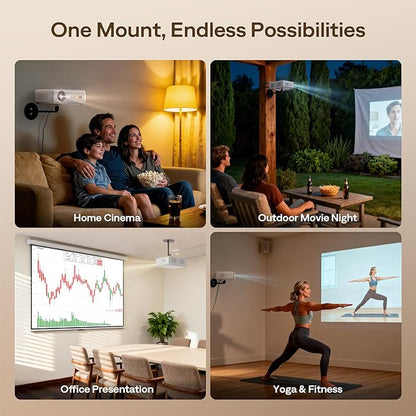 Aurzen Projector Wall Mount Shelf, Wall Use with Adjustable Angle, 360° Rotation and 90° Tilt, Foldable Heavy-Duty Metal Bracket, Supports 4.4 lbs, Compatible with TMY, HAPPRUN, Yaber, Epson