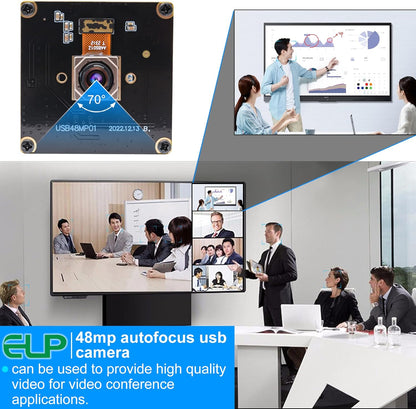 ELP 48MP Fast Autofocus USB Camera Module with 70degree No Distortion Lens for Computer Mini UVC USB2.0 Industrial Webcam Board 8000 * 6000 USB with Camera for Laptop PC Raspberry pi Jetson Nano