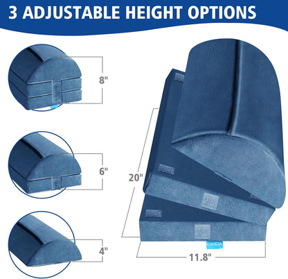 KAYFIA Foot Rest for Under Desk at Work XXL(20in) with 3 Adjustable Heights，Foot Stool with Supportive Gel Foam, Warmer Feet Pocket Footrest for Office Gaming Chair, for Leg Support -Blue