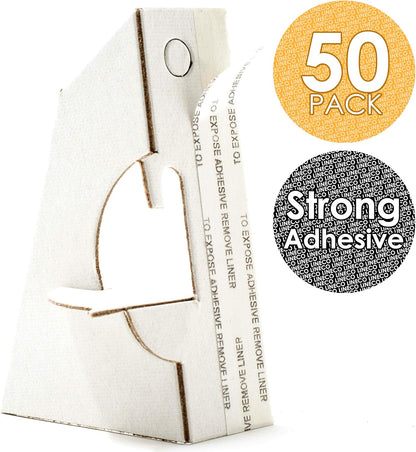 Golden State Art, 3 Inch Self Stick Easel Back, Cardboard Stand, Single Wing, Archival Quality, Display Posters Pictures Brochures, Easy and Fast Application (Pack of 50) White, Made in USA