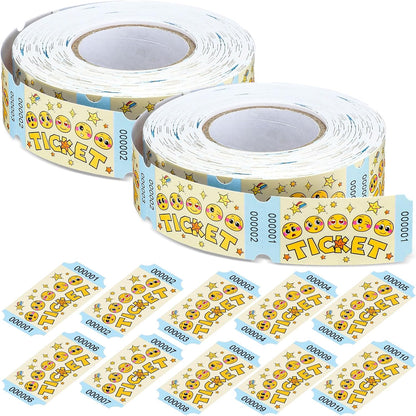 TaoBary 2 Rolls 1000 Pcs Raffle Tickets Single Roll Cartoon Smile Face Raffle Tickets for Events Wedding and Parties (Cartoon)