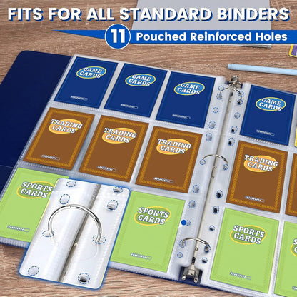 120 pack Trading Card Sleeve, Holds 2160 Cards, 9 Pocket Card Sleeves Binder Sheets for 3 Ring Binder, 11 Holes Trading Card Binder Sleeves Fit for MTG, Baseball, Game, Business Cards, Coupon