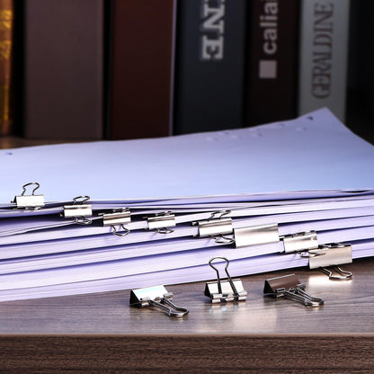 TecUnite 150 Pcs Binder Clips Assorted Sizes Silver Paper Clamps Clips Large Medium Small Office Supplies