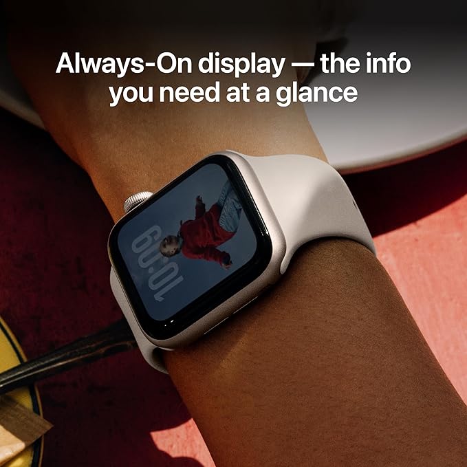 Apple Watch SE 3 [GPS 44mm] Smartwatch with Starlight Aluminum Case with Starlight Sport Band - M/L. Fitness and Sleep Trackers, Heart Rate Monitor, Always-On Display, Water Resistant