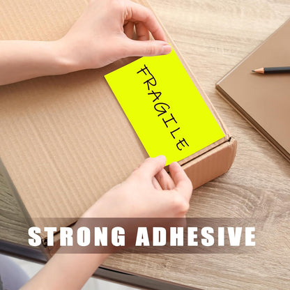 3 x 5 Inch 250Pcs Rectangle Color Coding Stickers,Strong Adhesion Easy to Write Label for Moving,Box Organization,Inventory,Business,Fluorescent Yellow