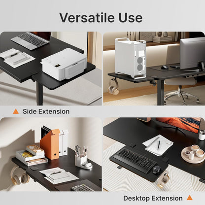 Desk Extender Tray, 24" x 12" Clamp On Desk Shelf, Desk Extension with Laptop Holder, Table Desk Arm Rest, Clamp On Keyboard Tray for Office and Home, Workstation Organizer, Medium, Black