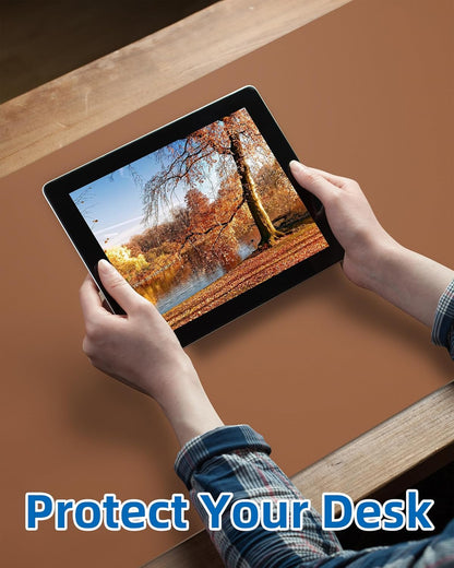 Leather Desk Pad Blotter,Mouse Pad,Office Desk Mat, Non-Slip PU Leather Desk mat,Large Desk mat,Waterproof Keyboard mat for Office/Home/Decor (Brown,35" x 17")