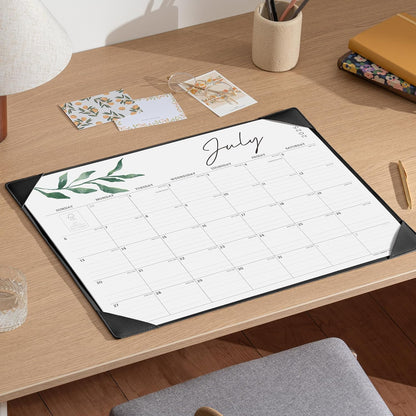 Cabbrix Large Desk Calendar 2025-2026 with Desktop Mat, Desk Pad Calendar July 2025 to December 2026, 21 x 16-1/2 Inch Desk Blotter Calendar for Home School and Office, Black