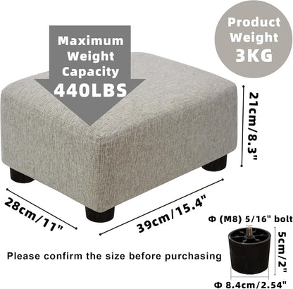 CAROLMADE Small Foot Stool Ottoman Footstool with Legs Under Desk Footrest for Living Room Bedroom and Office,Linen-Beige