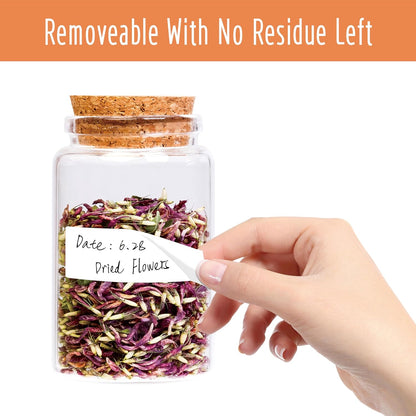 300 Removable Blank Food Labels, Water/Oil/Tear Resistant with Perforation Line for Freezer Food Containers Jars Pantry Organization (Each Measures 1” x 3”)