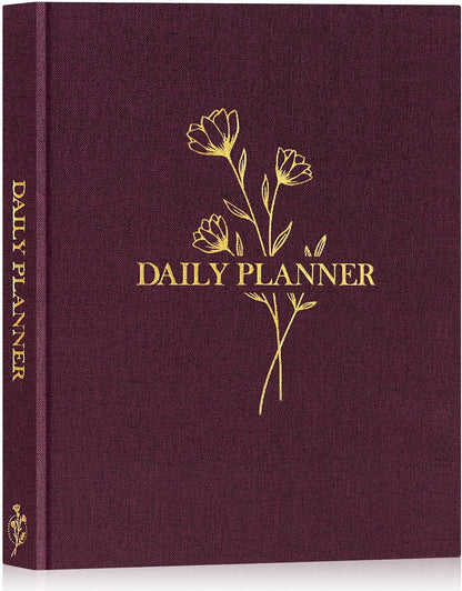 Lanpn Undated Daily Planner Hourly Schedule Notebook, 196 Pages 2 Page per Day To Do List Notebook Notepad Appointment Work Planner, Hardcover Daily Journal Organizer Book For Women 7.7" x 9.3" Purple