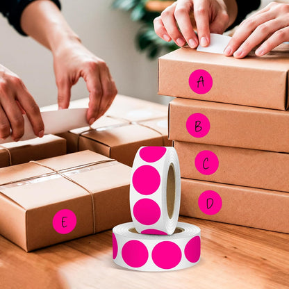 Fluorescent Pink 1 Inch Round Color Coding Dot Labels, 10 Rolls 10000 Dot Stickers in Dispenser Box - Permanent Adhesion, Vibrant Colors, Highly Visible