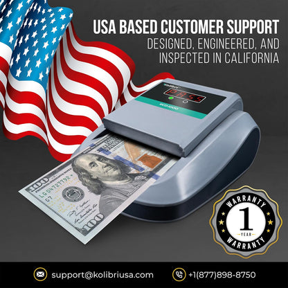 Kolibri KCD-1000 4-Way Orientation Portable Fake Currency Reader and Counterfeit Bill Detector with UM, Magnetic, Infrared Counterfeit Money Detector, Easy Pass/Fail Indicator (KCD-1000)
