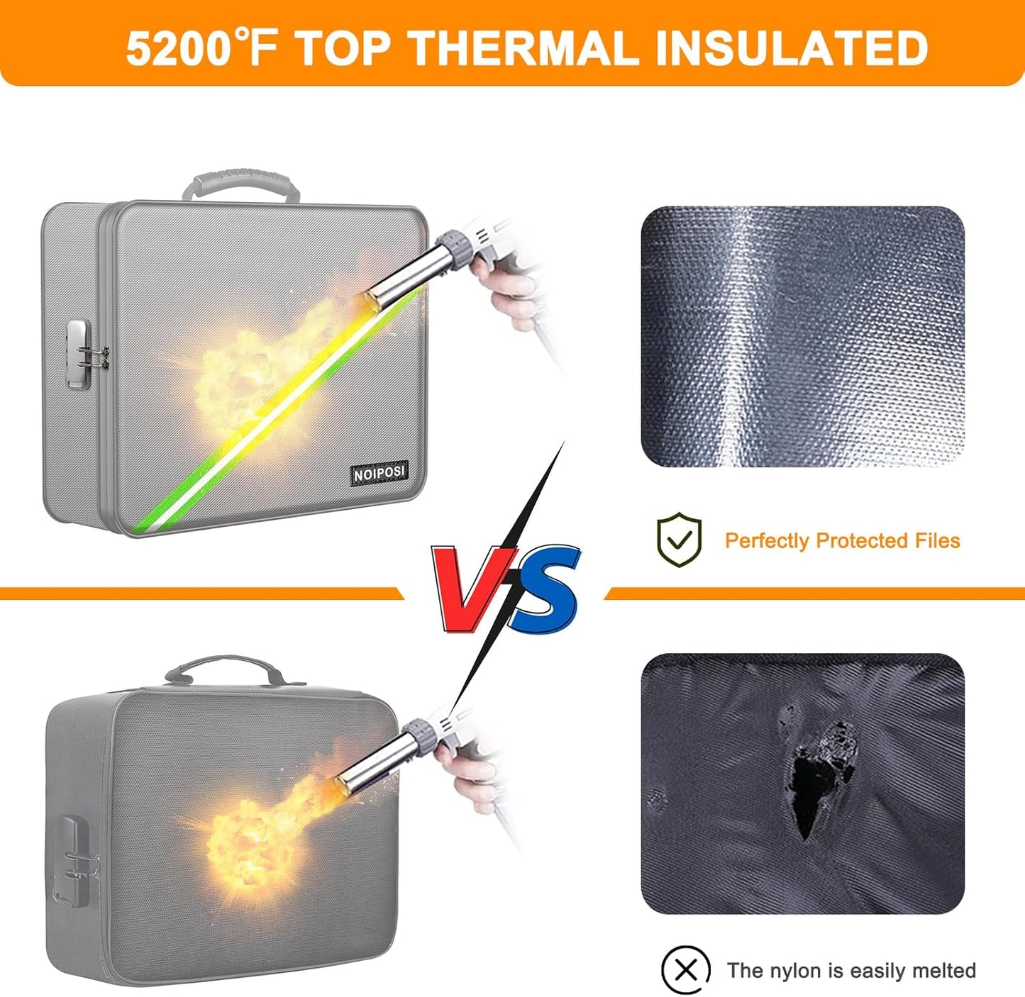 Document Organizer with 5200℉ Heat Insulated, 16.1"x11.4"x4.3" Waterproof and Fireproof Document Box with Lock, Home Strong Fireproof Safe Storage Box for Legal Size Documents and File，Silver