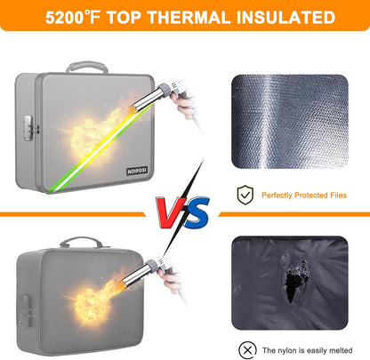 Document Organizer with 5200℉ Heat Insulated, 16.1"x11.4"x4.3" Waterproof and Fireproof Document Box with Lock, Home Strong Fireproof Safe Storage Box for Legal Size Documents and File，Silver