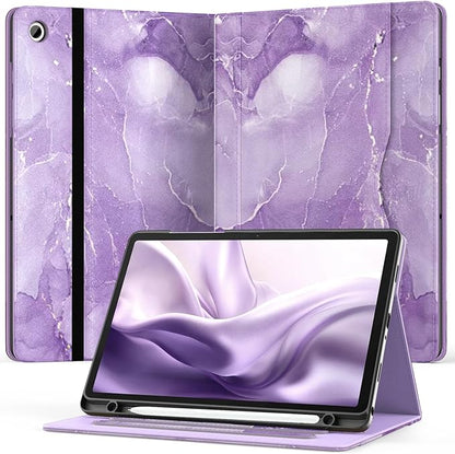 OKP Case for Samsug Galaxy Tab A9+ Plus 11 inch 2024(SM-X210/X216/X218), PU Leather Folio Cover with Multi-Angle Stand//Pen Holder, Auto Wake/Sleep Case for Galaxy A9+ 11" Tablet (Marble Purple)