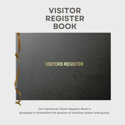 Officewerks Visitors Register & Guest Book, 120 Pages, 8 7/8" X 7", Black Hardbound Cover, Durable Smyth Sewn Binding