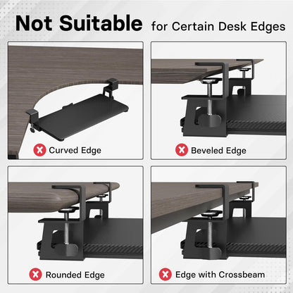 BONTEC KMT01-PJ Under Desk Keyboard Tray, Pull-Out Keyboard & Mouse Platform with C-Clamp, 20 x 11.8 in Space-Saving Ergonomic Slide-Out Drawer, Black Carbon Fiber