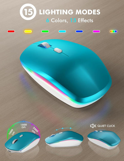 Wireless Keyboard and Mouse Combo - RGB Backlit, Rechargeable & Light Up Letters, Full-Size, Ergonomic Tilt Angle, Sleep Mode, 2.4GHz Quiet Keyboard Mouse for Mac, Windows, Laptop, PC