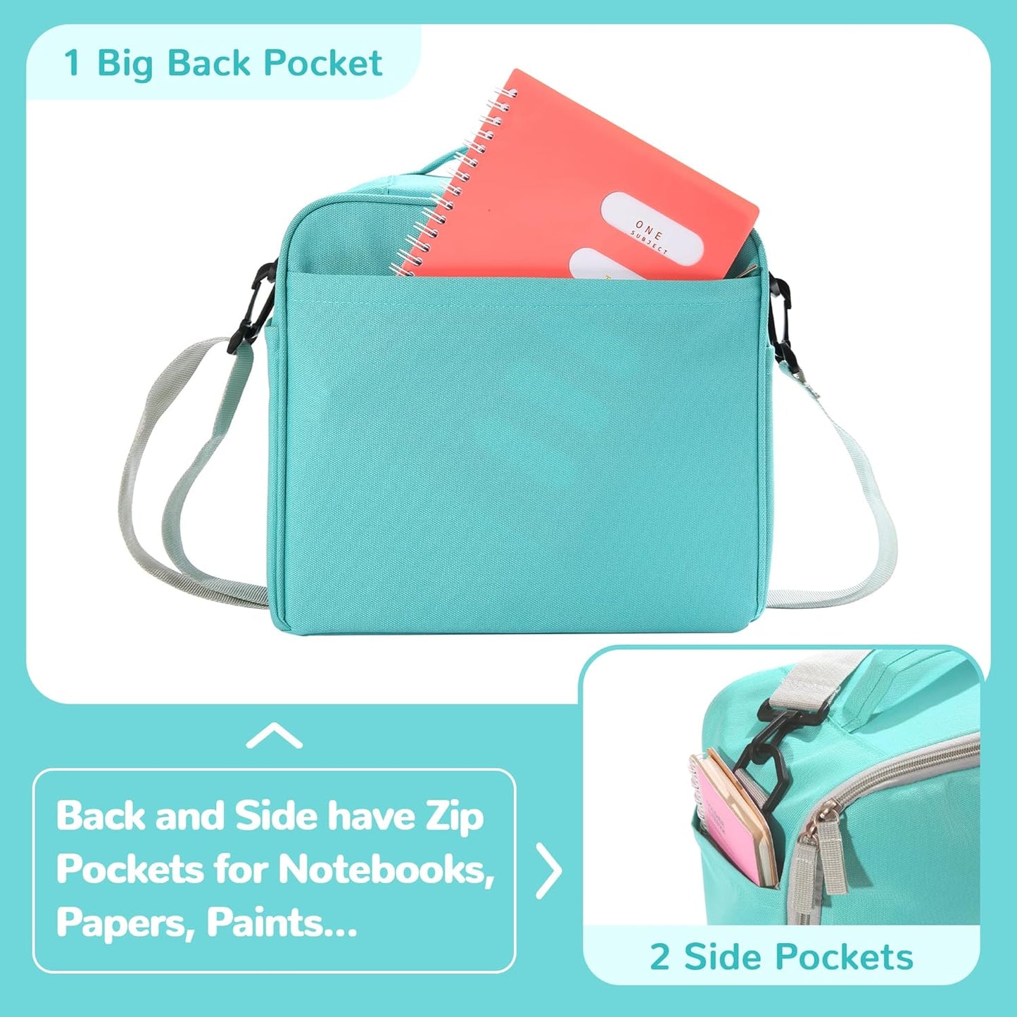 Togood Storage Tote Bag for Marker Pens Brush Pen Coloring Pencils Books Art and Crafts Supplies Tools Cosmetics, Up to 130 Pens,light green