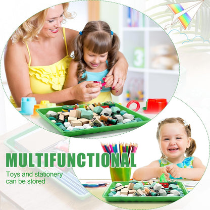 Maitys 15 Pcs Flat Plastic Trays 16.1 x 11.8'' Sensory Storage Tray Paper Stackable Classroom Bins for Office Home Organizer Arts and Crafts Supplies(Green)