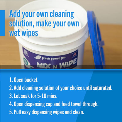Fresh Towel Mix-N-Wipe Dry Wipes Refill, 1-Pack (220 Sheets) – Make Your Own Wet Wipes – 6" x 9" Sheets – Bulk Paper Towels