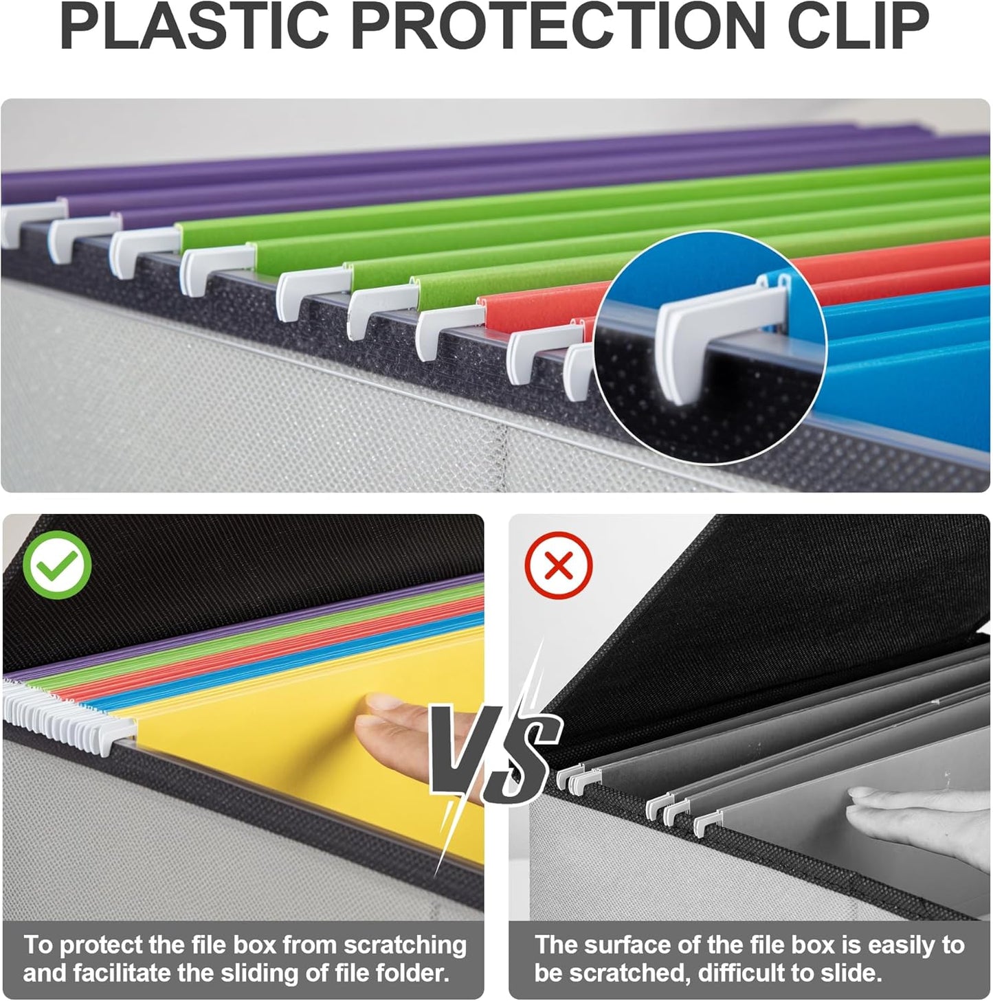 File Organizer Box, Linen Filing Organizer with Lid, Large Desktop File Boxes, Light Grey,1 Pack