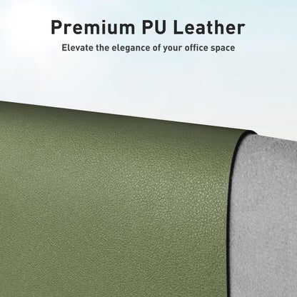 Aothia Leather Desk Pad Protector, Mouse Pad, Office Desk Mat, Non-Slip PU Leather Desk Blotter, Laptop Desk Pad, Waterproof Desk Writing Pad for Office and Home (36" x 17", Olive Green)