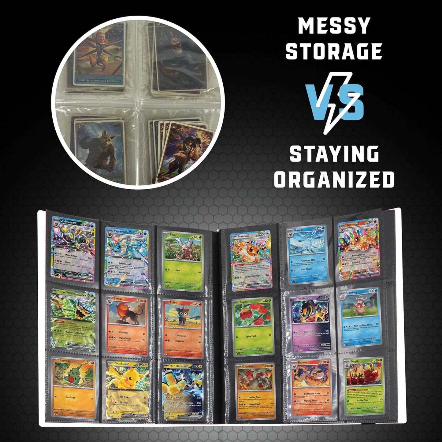 Trading Card Binder Pro-Folio – 9 Pocket Binder - Side-Loading Album, Durable & Acid-Free Storage for Pokémon, YuGiOh, MTG, TCG, Game & Sports Cards, White