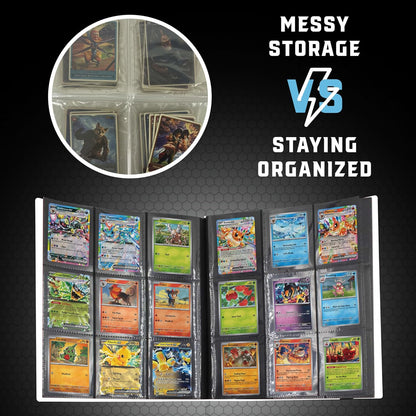 Trading Card Binder Pro-Folio – 9 Pocket Binder - Side-Loading Album, Durable & Acid-Free Storage for Pokémon, YuGiOh, MTG, TCG, Game & Sports Cards, White