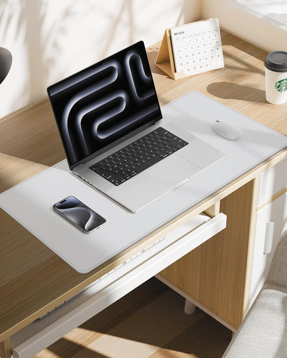 Desk Pad Mat - Leather Desk Pad Protector for Office and Home - Desk Organization and Accessories - Ideal for Large Mouse Pad and Desk Mats on Top of Desks(White,31.5" x 15.7")
