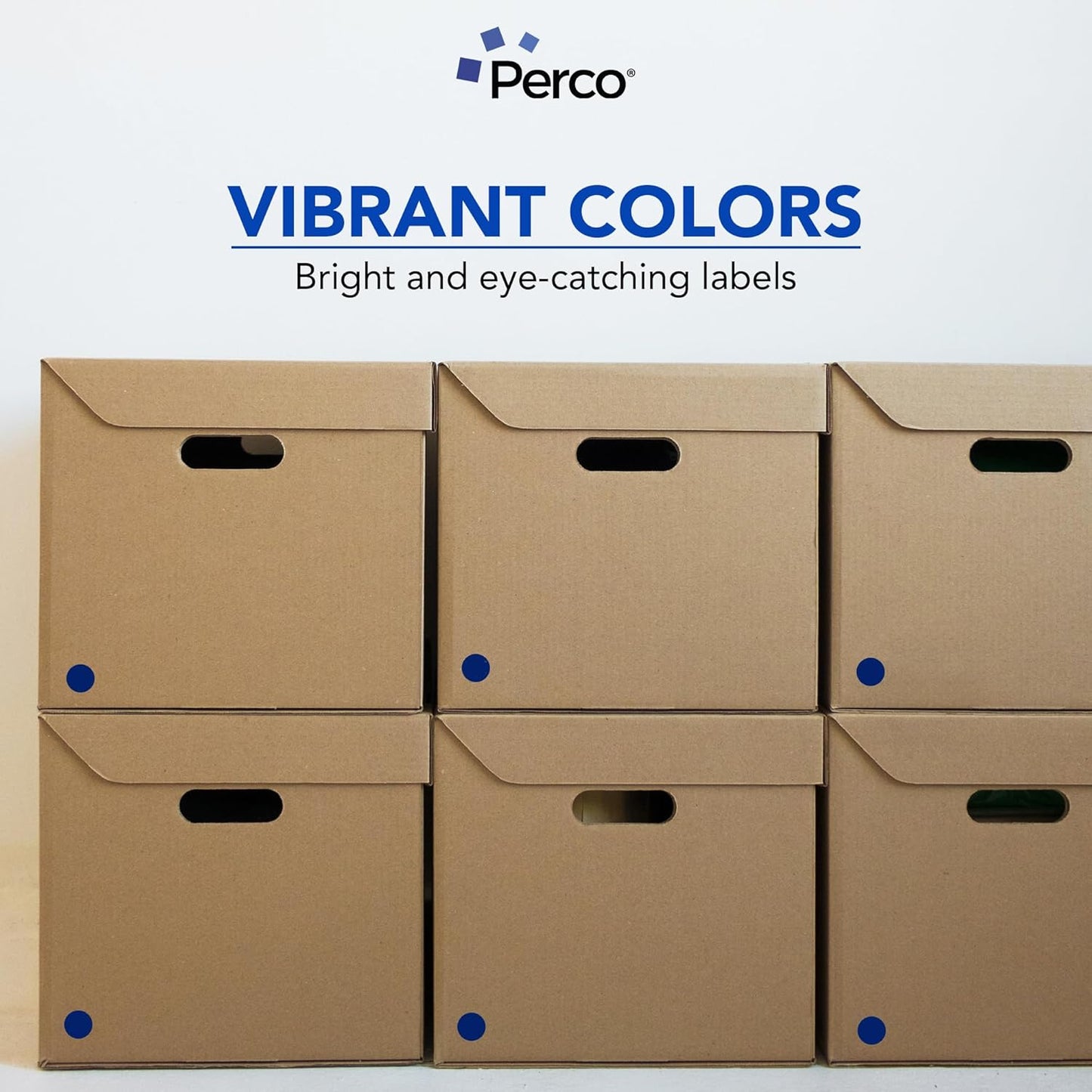 Perco Dark Blue 1-Inch Round Circle Dot Sticker Labels - Multi-Roll Pack (3 Rolls, 1,000 Labels Each) - Permanent Adhesive, Vibrant Colors, Strong Hold - Perforated for Easy Use - Made in USA