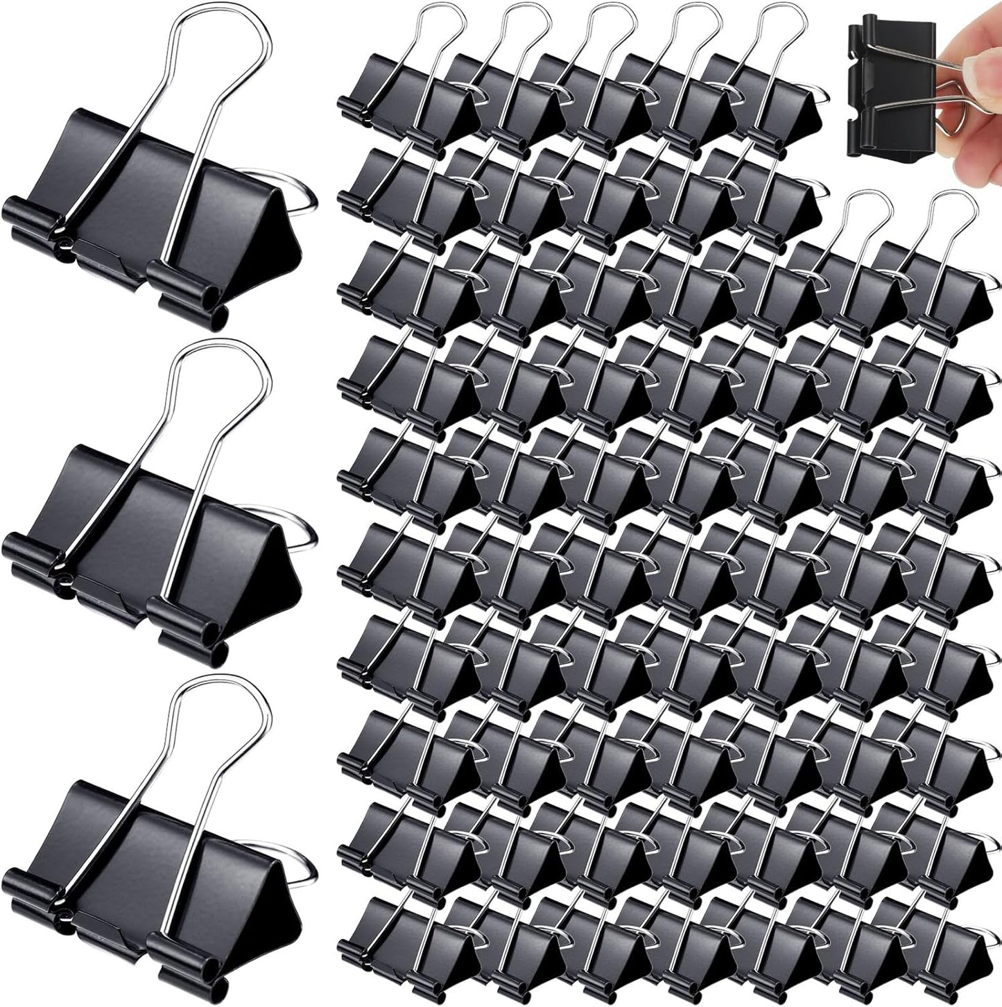 Yexiya 600 Pcs Medium Binder Clips Paper Clips Office Supplies Paper Clamps for Teachers Students School Office Business Paperwork Supplies (Black, 1.25 Inch)