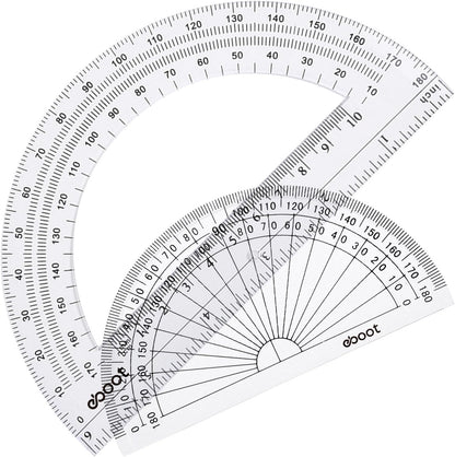 EBOOT 2 Pcs Plastic Protractor Clear 180 Degrees Transparent Protractor for Geometry, 4 Inch and 6 Inch