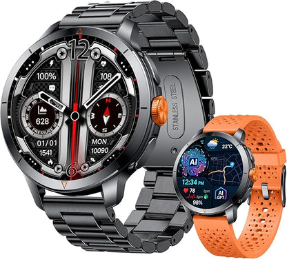 Smart Watch for Men (Answer/Make Call), Built-in GPS, Compass, 1.60" AMOLED, 5ATM Waterproof, Heart Rate SpO2 Sleep Monitor, iPhone Android - Orange