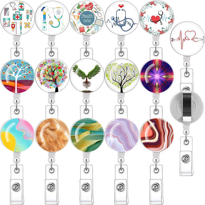 16 PCS Badge Reels Retractable Badge Holders/ID Badge Holders Retractable
