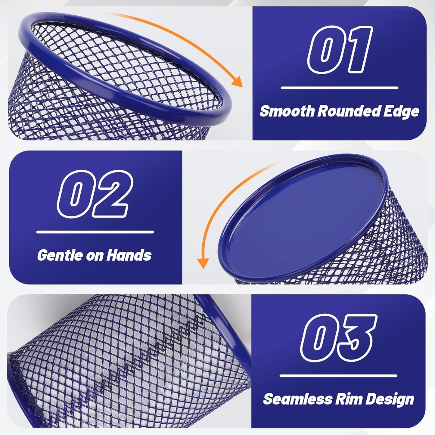 Segarty Pen Cup, 6 Pack Round Cute Dark Blue Pen Holder for Desk, Wire Mesh Pencil Holder Container Set, Desktop Organizer for Office Supplies, Maker, School, Home Storage, Makeup Brush