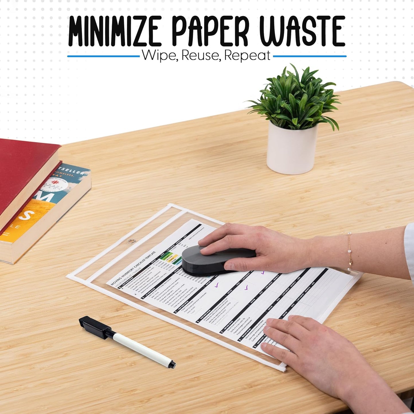 Essex Wares - 5 Pack, White, Job Ticket Holders, 10" Wide x 13.5" Tall - Clear Plastic Shop Ticket Holders - Easy to Use, Reusable & Easy Erase Plastic Invoice Holders, Water-Resistant & Durable