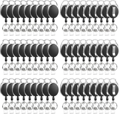 80 Pack Badge Reels Retractable ID Badge Holder with Carabiner Heavy Duty Badge Reel Clip and Key Chain for Work Office