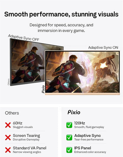 Pixio PX246 Wave Beige 24 inch 120Hz Refresh Rate FHD 1080p Resolution IPS Panel 4ms GTG Response Time Gaming Monitor with Adaptive Sync