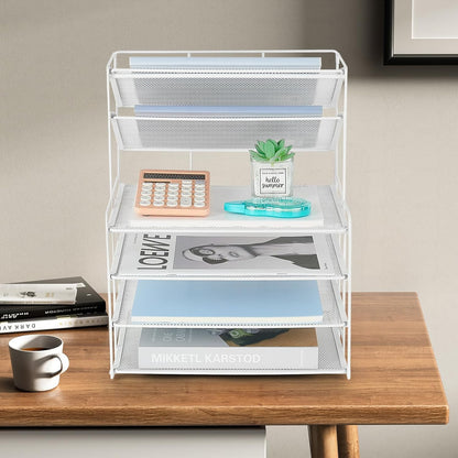6-Tier Letter Tray Paper Organizer, Desk Organizers and Accessories, Desktop File Organizer, Office Desk Accessories for Office Supplies(White)