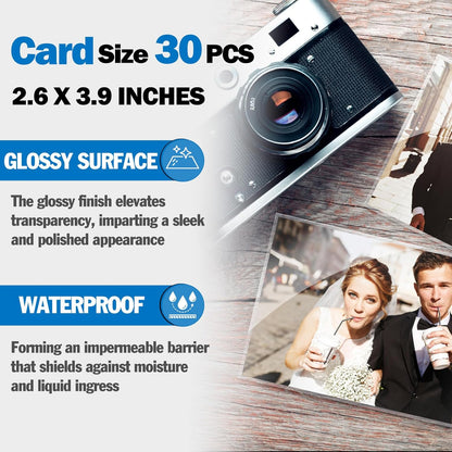 Everest Self Seal Laminating Pouches, Self Sealing for 2.6x3.9 Inch, Business Cards Size, Waterproof, 10 Mil Thick, Gloss Finish, No Machine Needed, 30 Pack