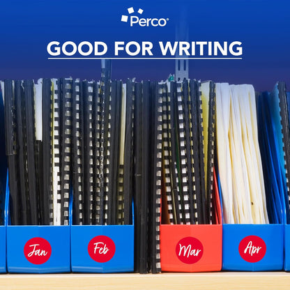 Perco Red 2-Inch Round Circle Dot Sticker Labels - Multi-Roll Pack (3 Rolls, 500 Labels Each) - Permanent Adhesive, Vibrant Colors, Strong Hold - Perforated for Easy Use - Made in USA