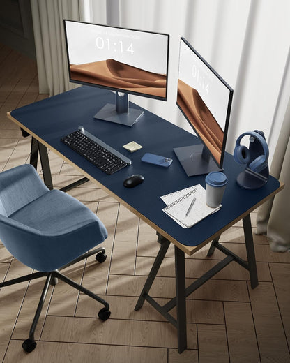 YSAGi Leather Desk Protector, Office Mat, Large Mouse Mat, Non-Slip PU Leather Blotter, Laptop Pad, Waterproof Writing Pad for Office and Home (Dark Blue, 47.2" x 23.6")