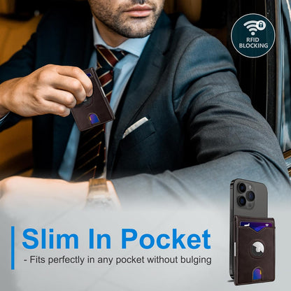 Airtag Wallet for Men,with Money Clip 11 Cards Slim Front Pocket Leather RFID Blocking Wallet with Gift Box
