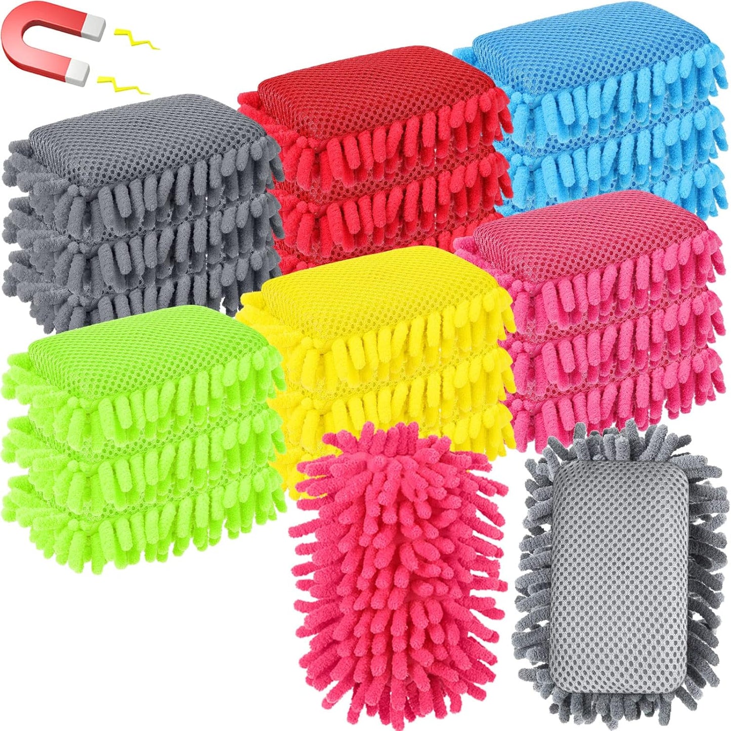 Sherr 18 Pcs Microfiber Shag Magnetic Dry Erase Erasers Washable School Whiteboard Eraser Bulk Colorful White Board Eraser for Chalk Markers Home Classroom Office (Multicolor)