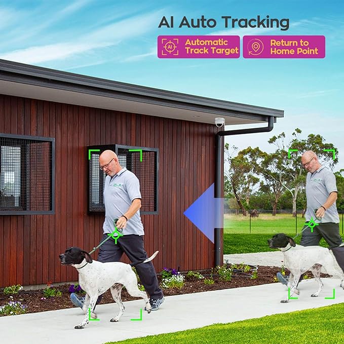 xmartO [AI Tracking Ceiling CAM] 16CH 2K HD Metal Dome PTZ Wireless Security Camera System, 10*Auto-Follow CAM, 2-Way Audio and Night Vision Camera, 16CH 4K Long Range WiFi 6 Surveillance DVR NVR Kit