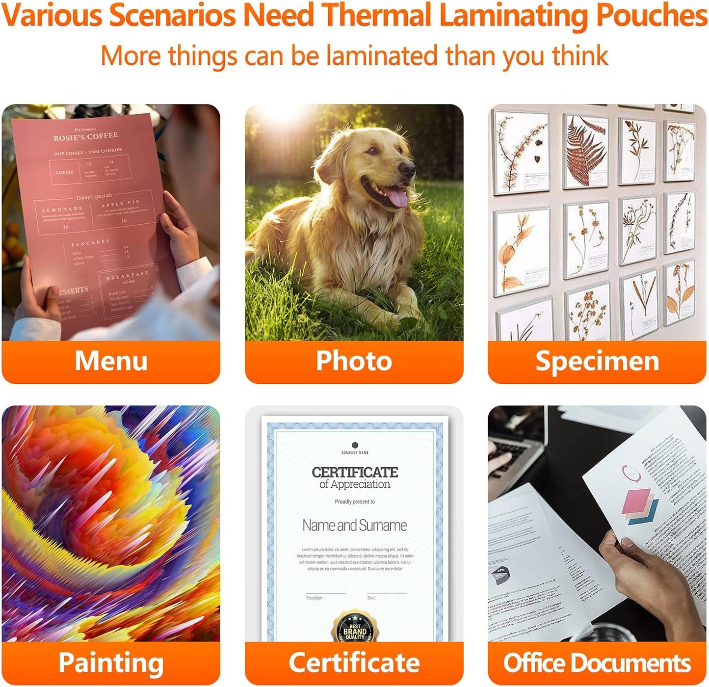 Thermal Laminating Pouches, 9 x 11.5 Inches Laminating Sheets, 3 mil Thick Laminate Sheets, 500 Pack,Clear