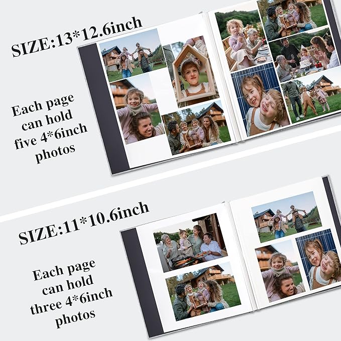 Vienrose Large Photo Album Self Adhesive for 4x6 8x10 10x12 Pictures Linen Scrapbook Album DIY 60 Blank Pages with A Metallic Pen